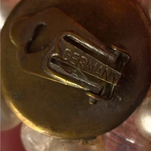 Vintage Beaded Faux Pearl AB Cluster Clip-On Earrings Made in Germany - Picture 3 of 6